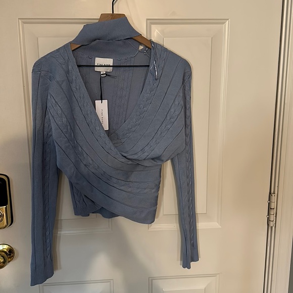 Pink Rose Sweaters - Pink Rose Blue Sweater